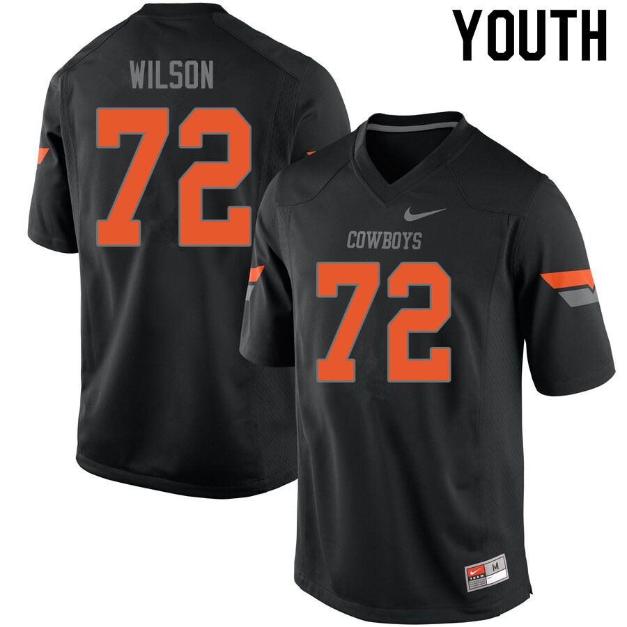 Youth #72 Johnny Wilson Oklahoma State Cowboys College Football Jerseys Sale-Black - Click Image to Close